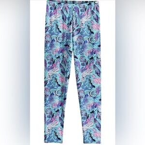 Coolibar UPF 50+ Kids' Swim Tights - Sun Protective (Large - Coastal Blue)